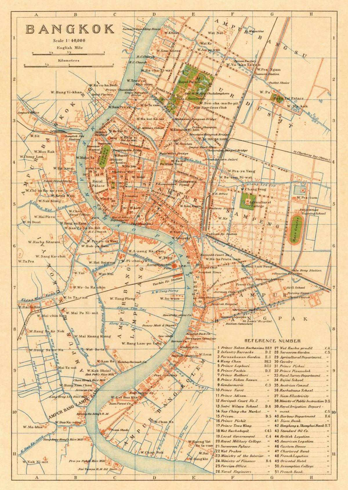 Plan historique de Bangkok (Krung Thep)