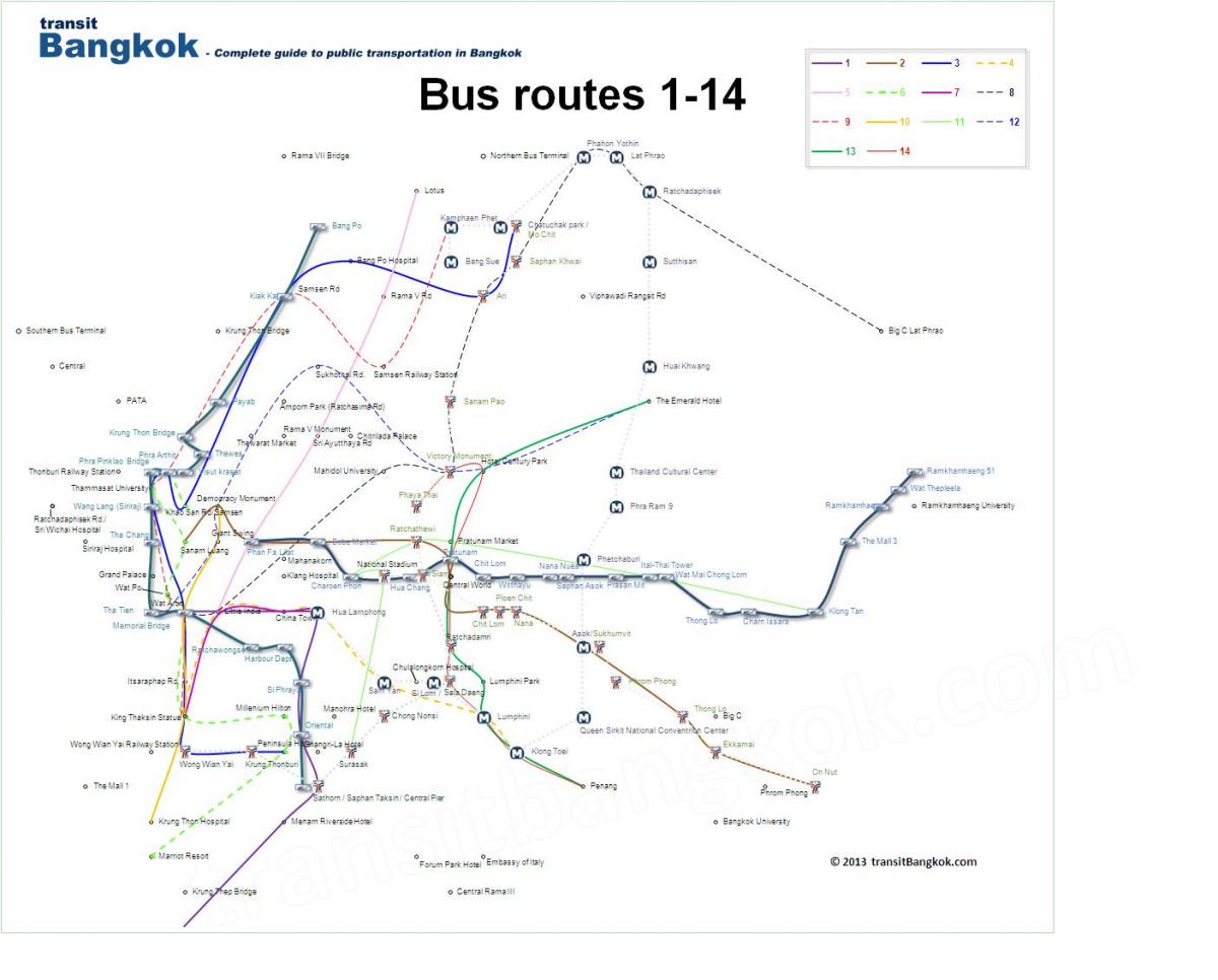 Plan des stations bus de Bangkok (Krung Thep)