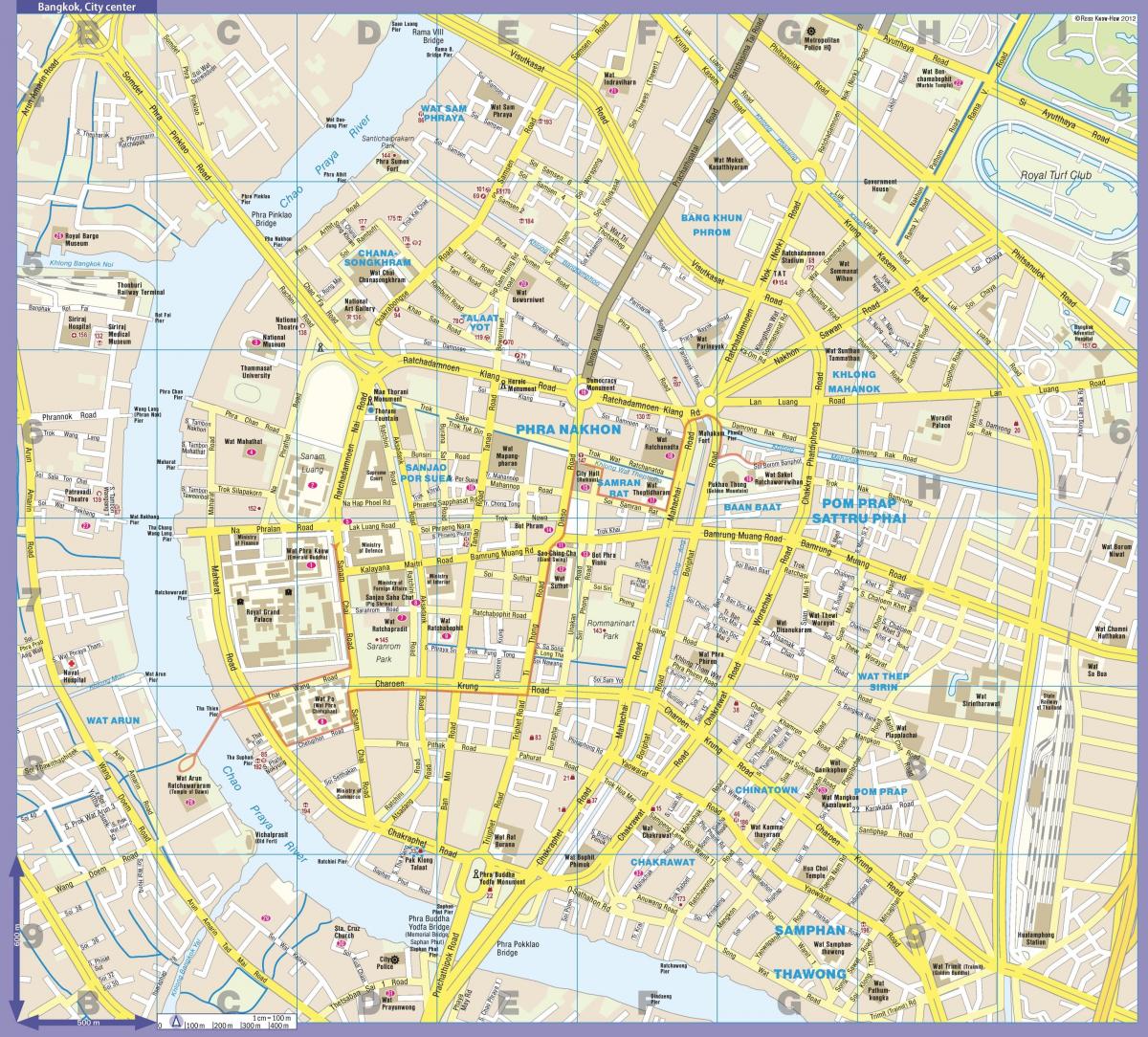 Plan du centre ville de Bangkok (Krung Thep)