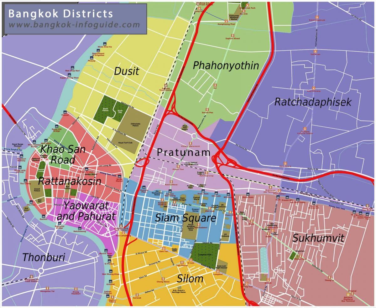 Plan des quartiers de Bangkok (Krung Thep)