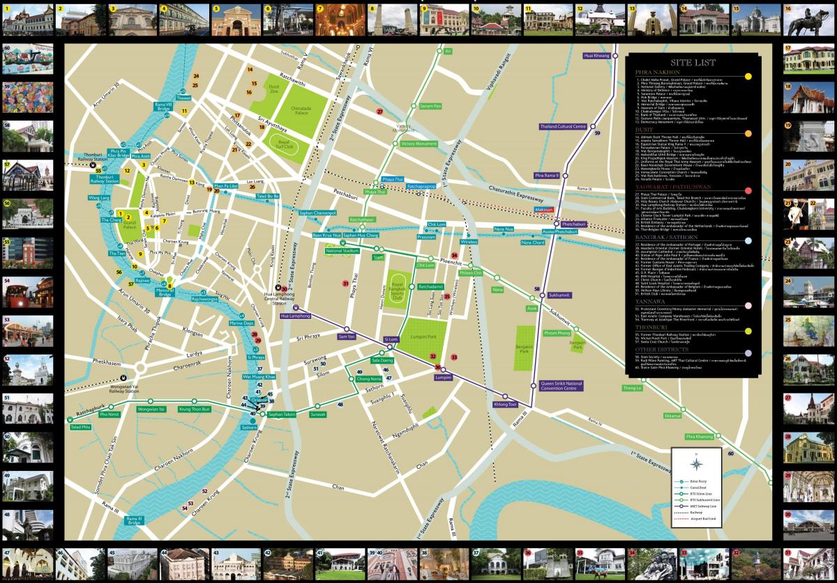 Plan des monuments de Bangkok (Krung Thep)