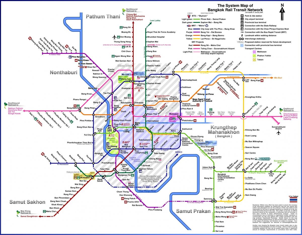 Plan du chemin de fer de Bangkok (Krung Thep)